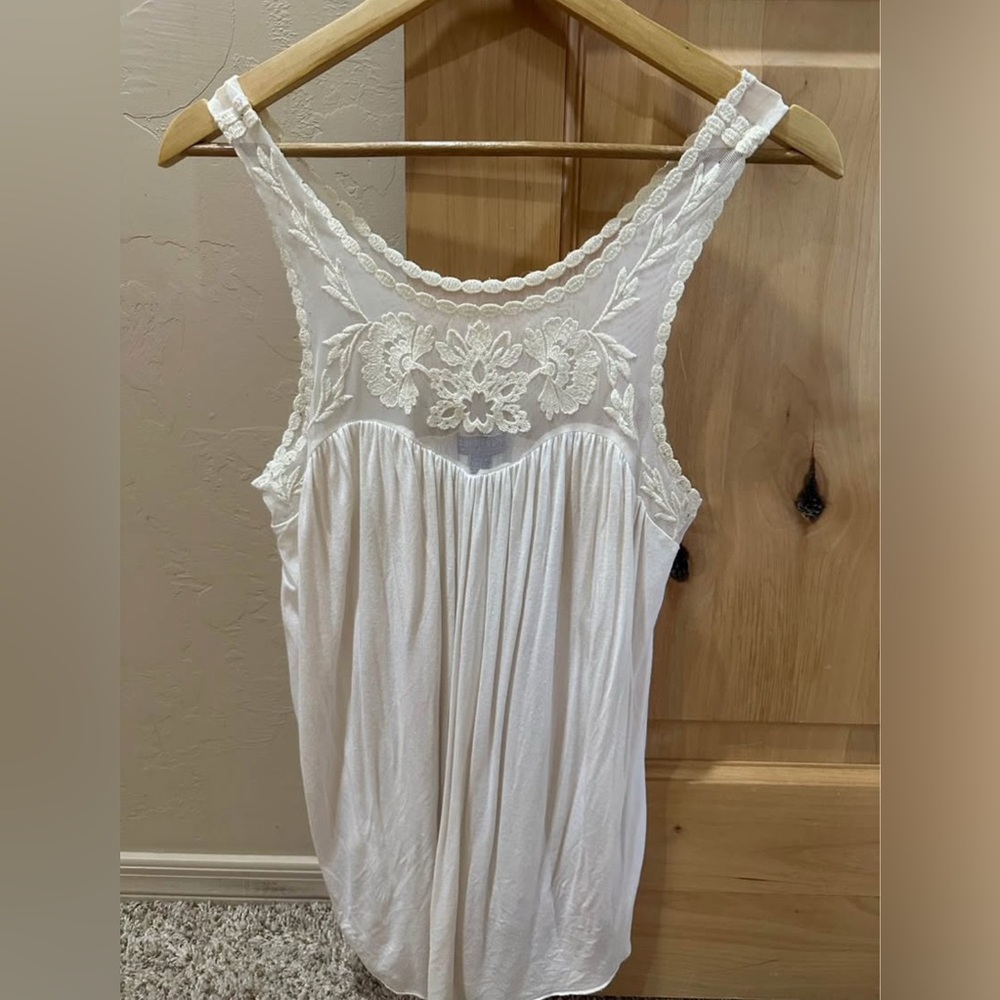 American Eagle Outfitters Cream Lace Detail Top